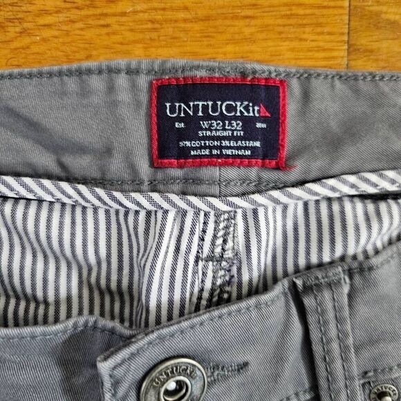 Untuckit Mens Gray 5 Pocket Chino Trousers Pants 32x32 - Picture 4 of 7